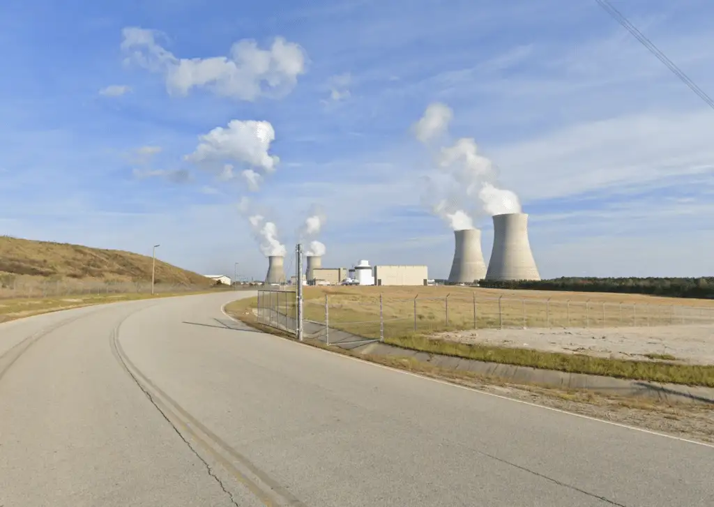 Cooling towers at Plant Vogtle nuclear power plant near Waynesboro, Georgia